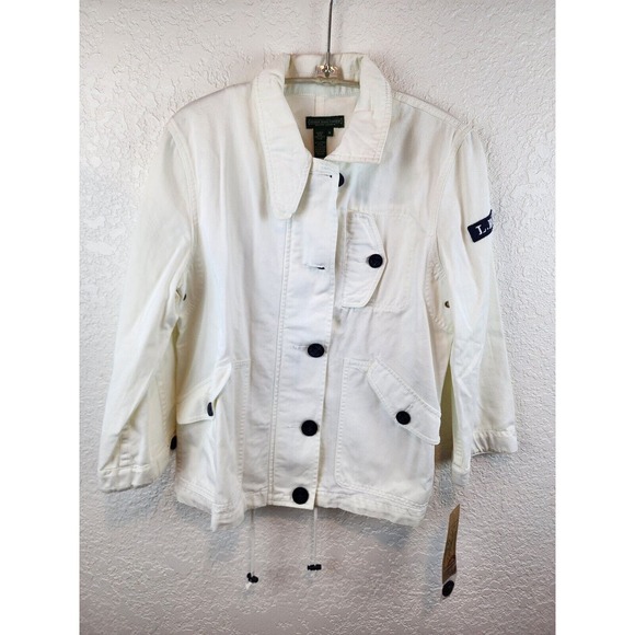 Ralph Lauren Jackets & Blazers - Ralph Lauren LRL Logo Patched Nautical White RL Jean Jacket MEDIUM New